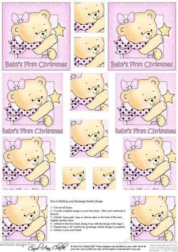 Cute Hunney Bear Rosie has a Babys 1st Christmas Star - Pyramage Sheet