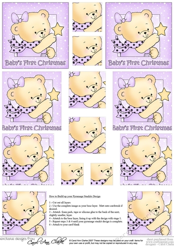 Cute Hunney Bear Rosie has a Babys 1st Christmas Star - Pyramage Sheet