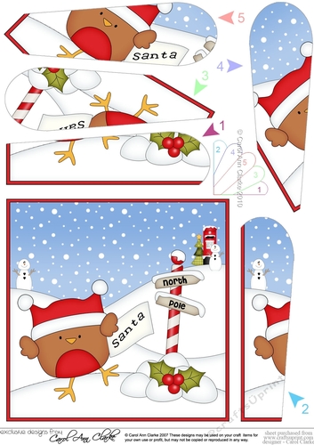 Christmas Robin is at the North Pole Fan Pyramage Topper