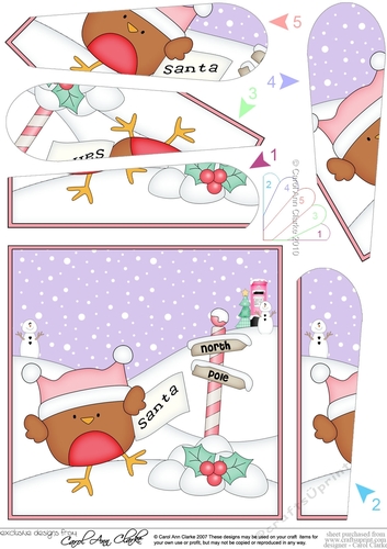 Christmas Robin is at the North Pole Fan Pyramage Topper