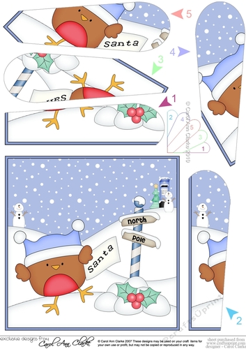 Christmas Robin is at the North Pole Fan Pyramage Topper