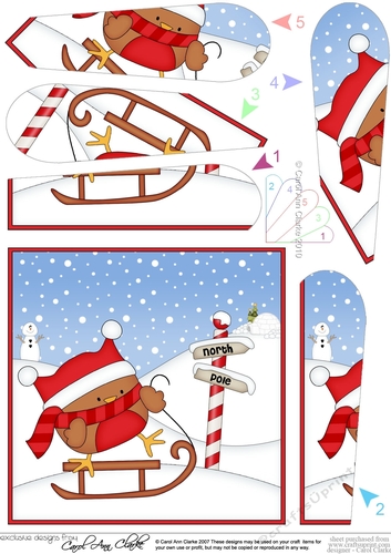 Christmas Robin is at the North Pole Fan Pyramage Topper