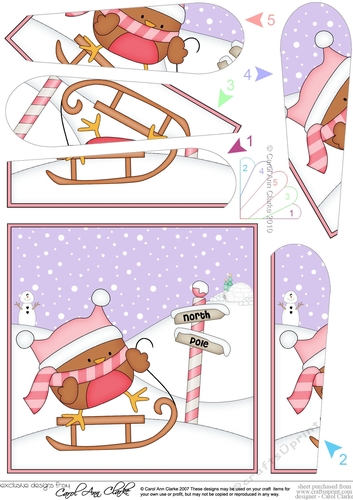 Christmas Robin is at the North Pole Fan Pyramage Topper