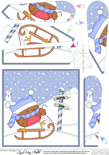 Christmas Robin is at the North Pole Fan Pyramage Topper