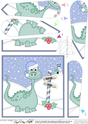 Christmas Dinosaur is at the North Pole Fan Pyramage Topper