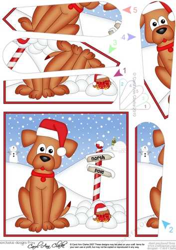 Christmas Rusty Dog is at the North Pole Fan Pyramage Topper