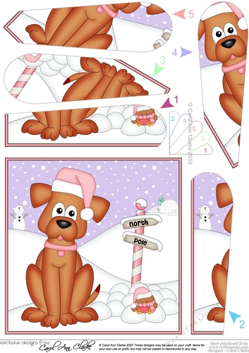 Christmas Rusty Dog is at the North Pole Fan Pyramage Topper