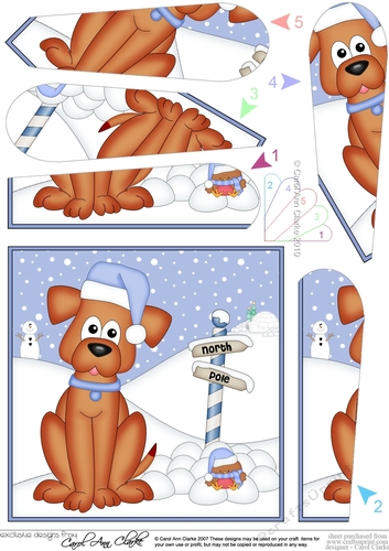 Christmas Rusty Dog is at the North Pole Fan Pyramage Topper