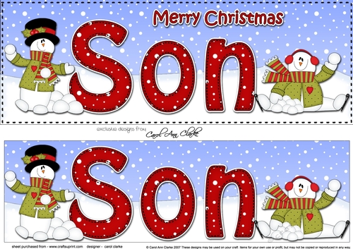 Large DL Merry Christmas SON 3D decoupage with Snowman Rio