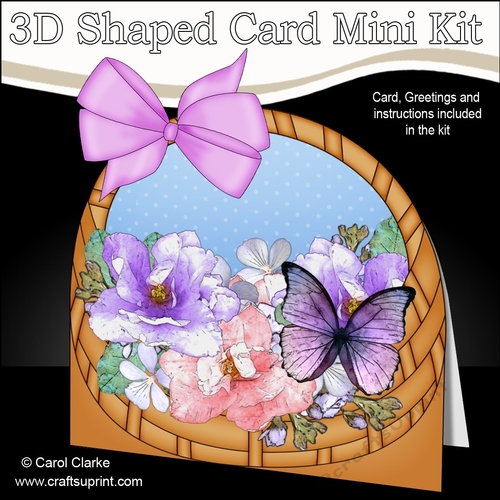 3D Shaped Card  Kit - Pretty Flowers & Butterfly Basket