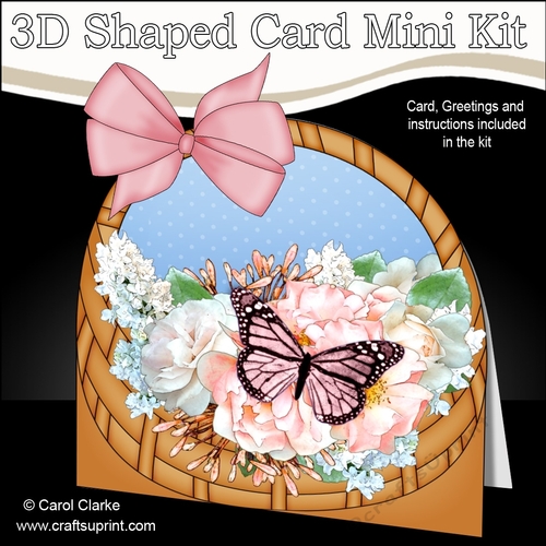 3D Shaped Card  Kit - Pretty Flowers & Butterfly Basket