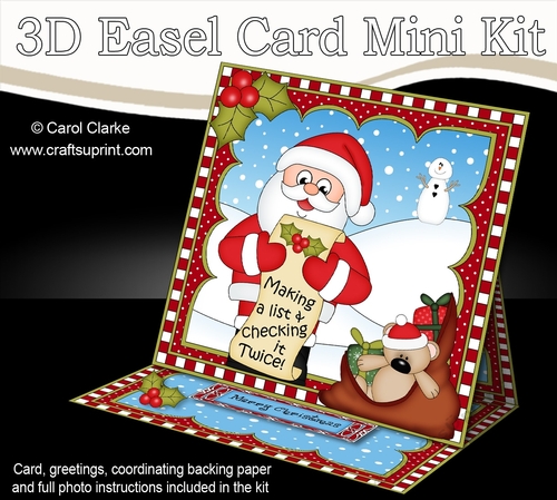 3D Easel Card Mini Kit - Christmas Santa is Checking his List