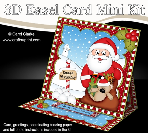3D Easel Card Mini Kit - Christmas Santa has a Sack of Presents