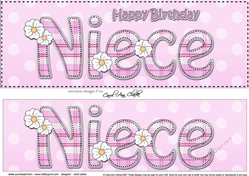 Large DL Happy Birthday NIECE 3D decoupage with tartan