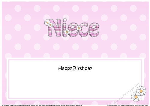 Large DL Happy Birthday NIECE insert with tartan