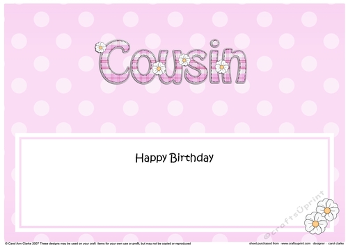 Large DL Happy Birthday COUSIN insert with tartan