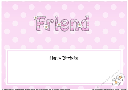 Large DL Happy Birthday FRIEND insert with tartan