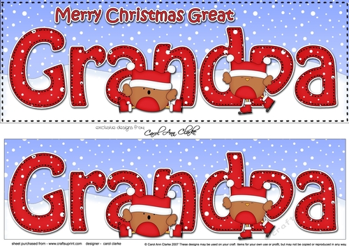 Large DL Merry Christmas GREAT GRANDPA 3D decoupage with Bobbin Robin