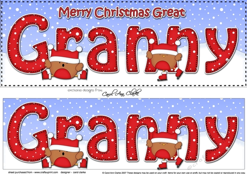 Large DL Merry Christmas GREAT GRANNY 3D decoupage with Bobbin Robin