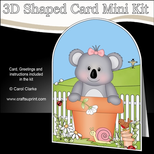 3D Shaped Card  Kit - Flowerpot Friends - Cute Little Koala Bear