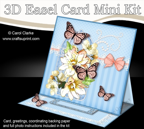 3D Easel Card Mini Kit - Pretty Floral Birdcage with Butterflies