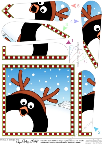 Christmas Fan Pyramage Topper - Cute Fun Pip Penguin