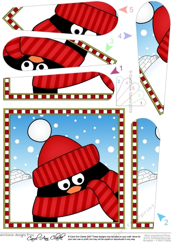 Christmas Fan Pyramage Topper - Cute Fun Pip Penguin