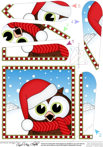 Christmas Fan Pyramage Topper - Cute Fun Little Hoot Owl