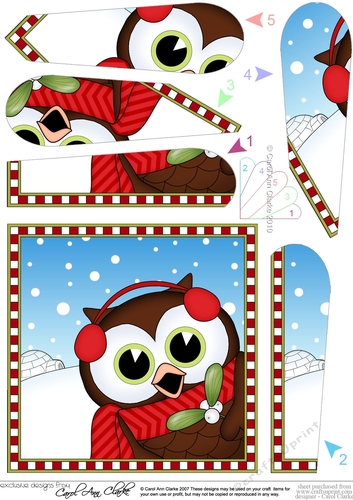Christmas Fan Pyramage Topper - Cute Fun Little Hoot Owl
