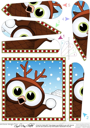 Christmas Fan Pyramage Topper - Cute Fun Little Hoot Owl