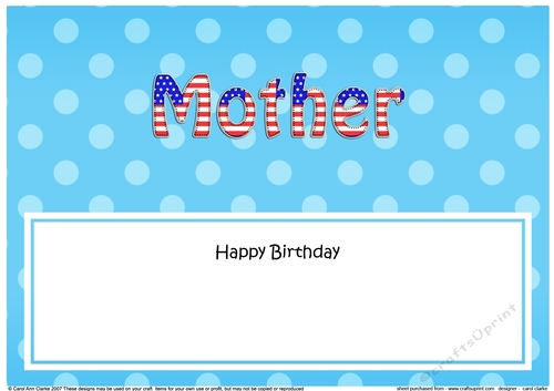 Large DL Happy Birthday MOTHER insert USA Stars & Stripes