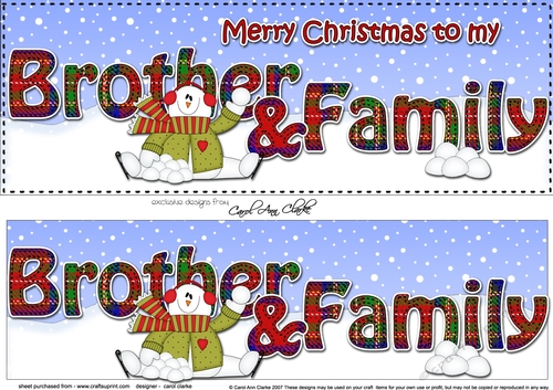 Large DL Merry Christmas to my BROTHER & FAMILY 3D decoupage with Snowman Rio 