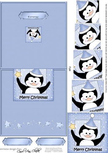 No-Hole Easy Over the Edge Card & Spiral Pyramid Topper - Christmas Penguin
