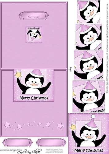 No-Hole Easy Over the Edge Card & Spiral Pyramid Topper - Christmas Penguin
