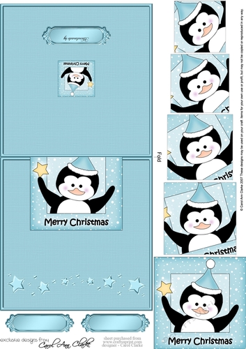 No-Hole Easy Over the Edge Card & Spiral Pyramid Topper - Christmas Penguin
