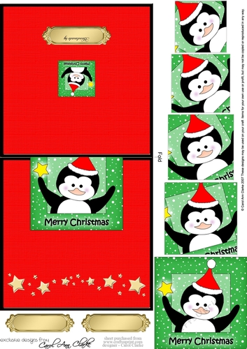 No-Hole Easy Over the Edge Card & Spiral Pyramid Topper - Christmas Penguin