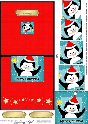 No-Hole Easy Over the Edge Card & Spiral Pyramid Topper - Christmas Penguin
