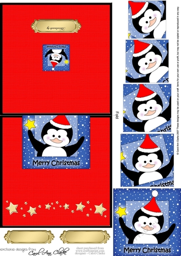 No-Hole Easy Over the Edge Card & Spiral Pyramid Topper - Christmas Penguin