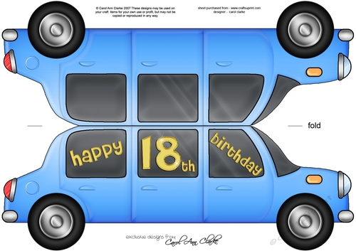 Large DL 18th Birthday Stretch Limo Shaped Card