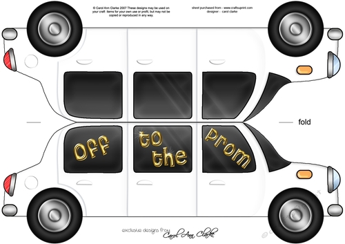 Large DL Off to the Prom Stretch Limo Shaped Card