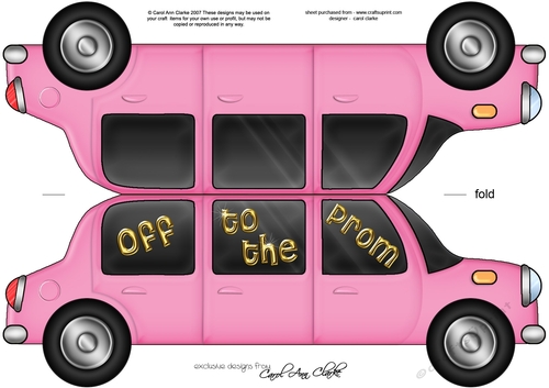 Large DL Off to the Prom Stretch Limo Shaped Card