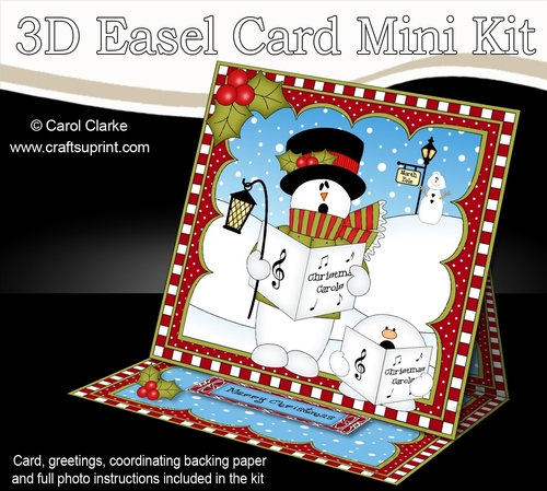 3D Easel Card Mini Kit - Christmas Snowman Rio is Carol Singing