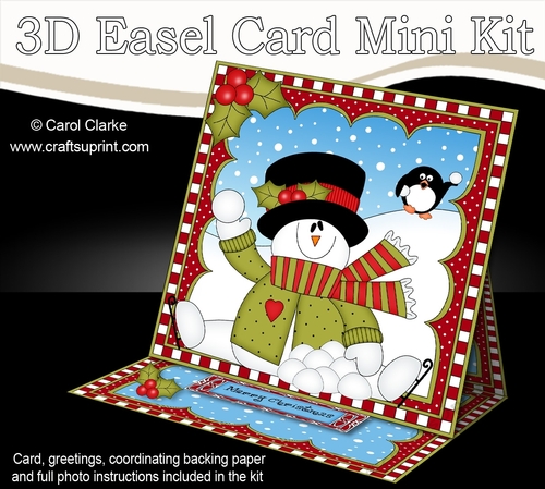 3D Easel Card Mini Kit - Christmas Snowman Rio is Snowballing