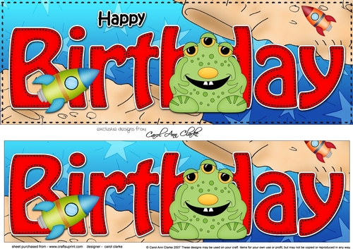 Large DL HAPPY BIRTHDAY 3D decoupage with Alien