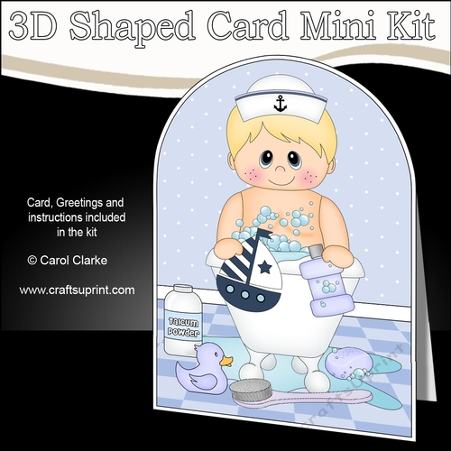 3D Shaped Card Kit - Bathtub Buddies - Cute Toddler Boy
