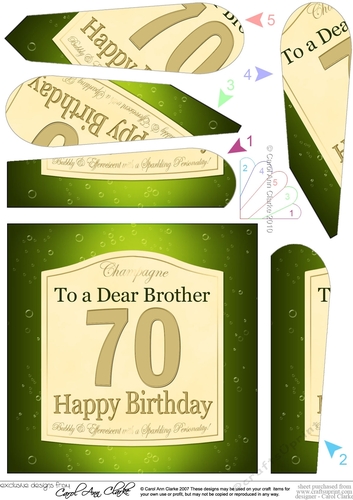 70th Birthday BROTHER Champagne Label Fan Pyramage Topper