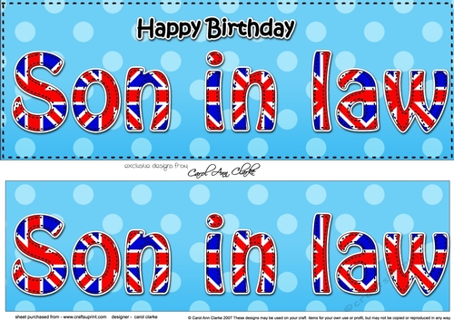 Large DL Happy Birthday SON IN LAW 3D decoupage UK Union Jack