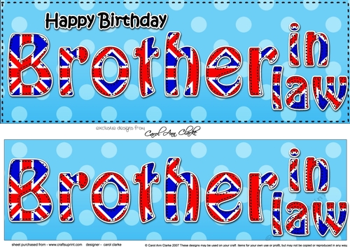 Large DL Happy Birthday BROTHER IN LAW 3D decoupage UK Union Jack