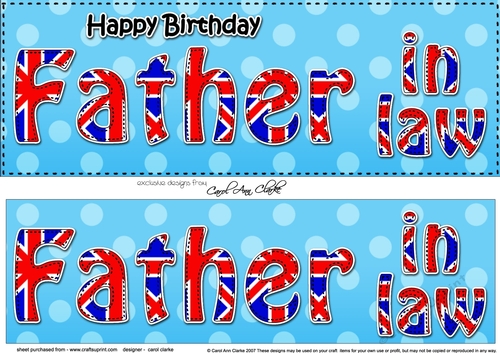 Large DL Happy Birthday FATHER IN LAW 3D decoupage UK Union Jack