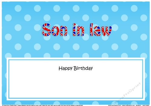 Large DL Happy Birthday SON IN LAW insert UK Union Jack